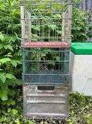(7) Plastic and Metal Milk Crates with Plastic ToyMate Box, 34”x19”x19”