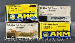 (4) AHM HO Scale Steam Locomotives and Tenders, with Boxes