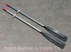 Pair of Caviness Boat Oars, Aluminum with Plastic Ends, 72" Long