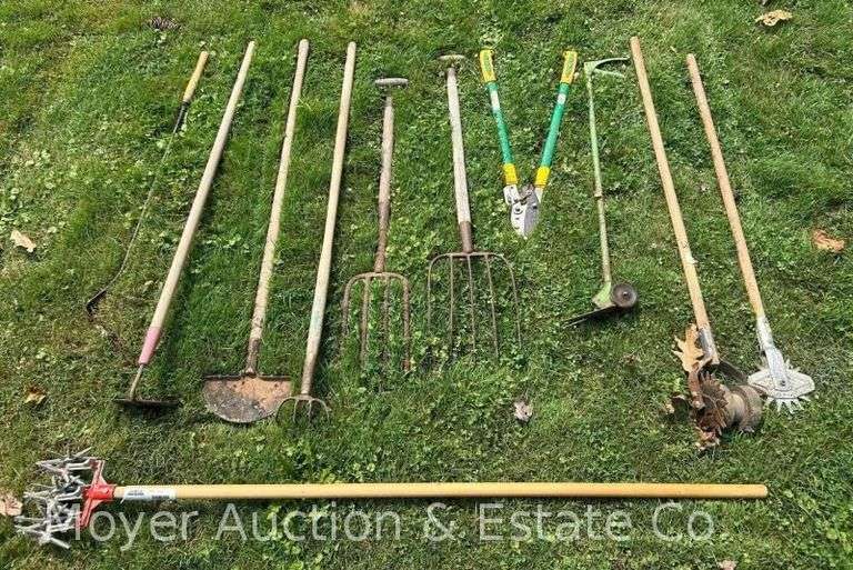 Group of Long Handled Tools, Pitchforks, Cultivators, Etc. image