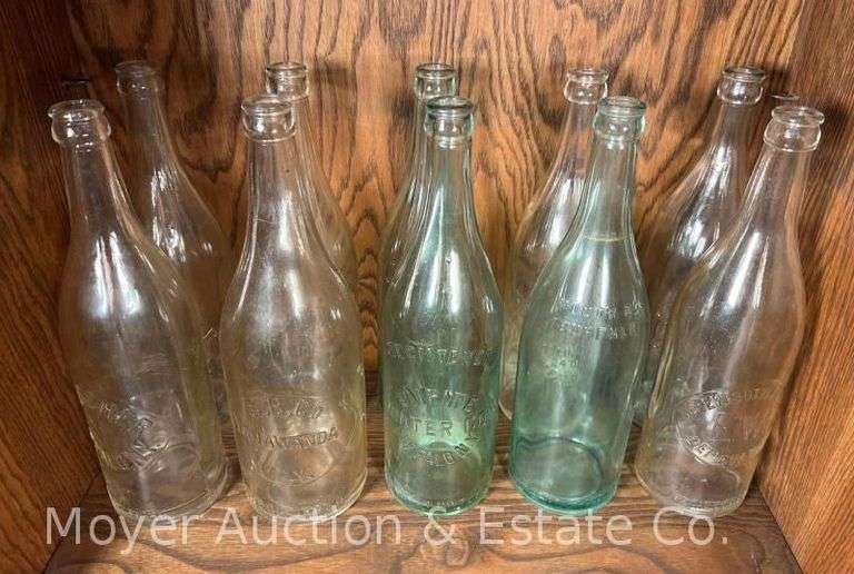 10 Buffalo NY Glass Water Bottles, Including: A. Fisher, Lobue & Co., Hudor Co., White Eagle, Etc. image