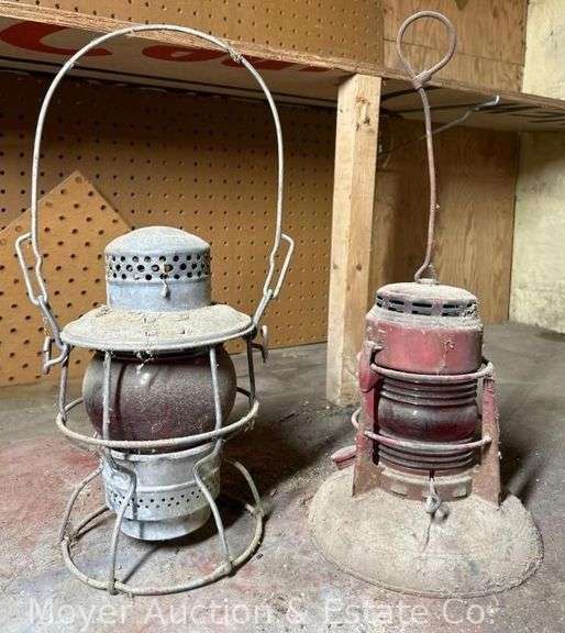 Adlake Railroad Lantern and Safety Lantern with Red Globe, 8"-9.5"h image