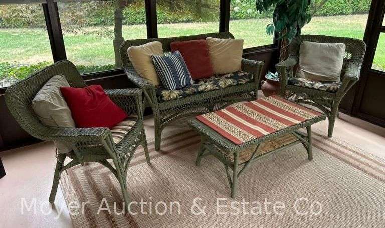 (4) Piece Wicker Patio Set, with Pillows and Cushions image