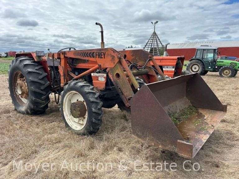 Allis Chalmers AC 5050 Tractor, 3-Point Hitch, FREY Loader with Bucket, 4WD, Condition Unknown, Won't Start, Fires on Ether image
