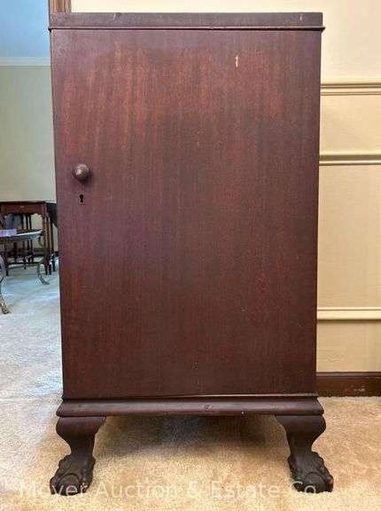 Mahogany Single Door Music Cabinet, Front Claw and Ball Feet, 19"x14"x36"h image