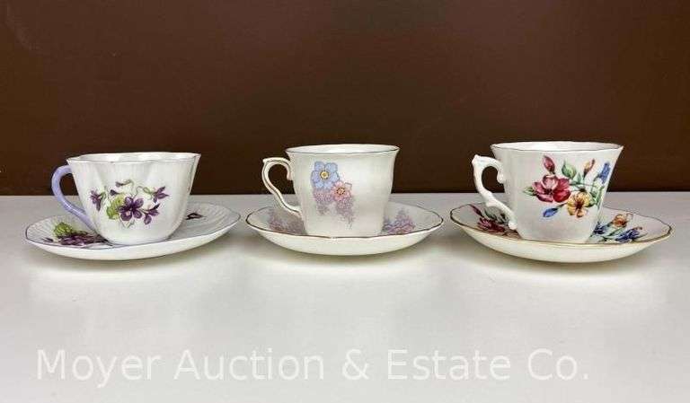 Shelley Teacup & Saucer and 2 Other Bone China Cups & Saucers image