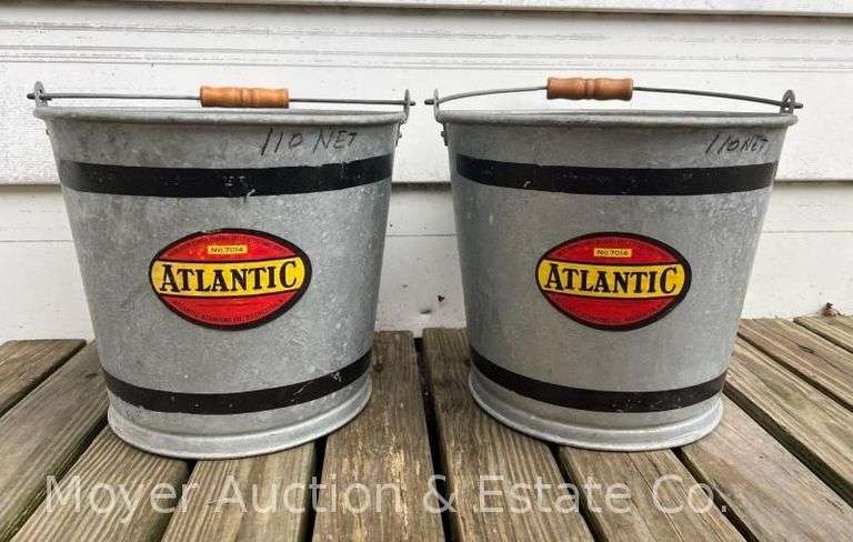 (2) New/Old Stock Atlantic Galvanized Buckets image