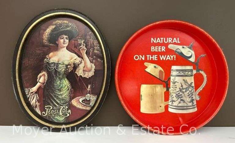 Schultz and Dooley Advertising Beer Tray with Other Pepsi Tray, 11.5"-13"w image
