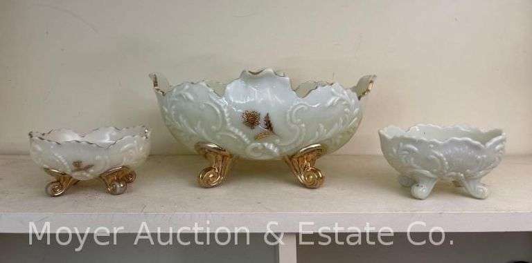 (3) Pieces of Antique Custard Glass, 5"-10.5"w image