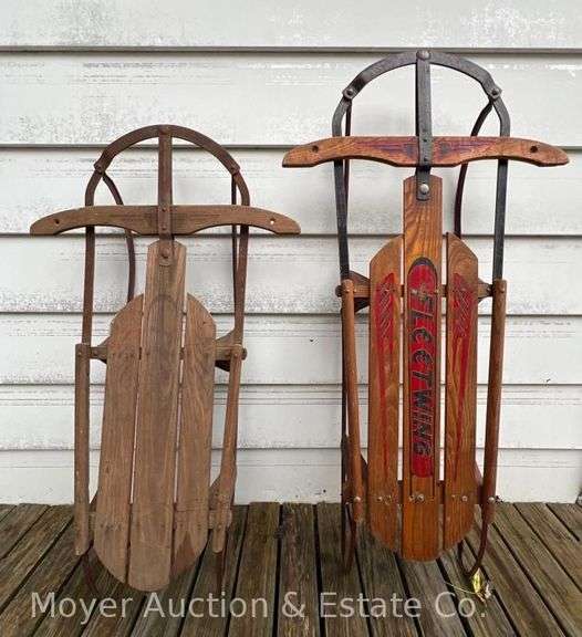 (2) Antique Runner Sleds, 40” and 45” Long image