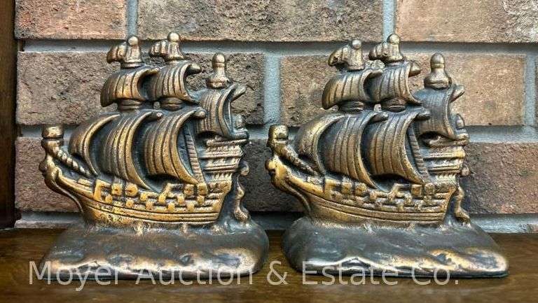 Cast Iron Ship Book Ends, 5.5"h image