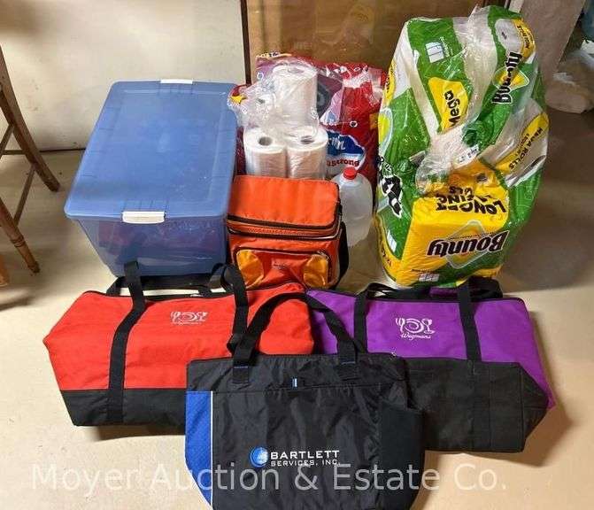 Group of Paper Towels, Toilet Paper, Soft Sided Coolers, Etc. image