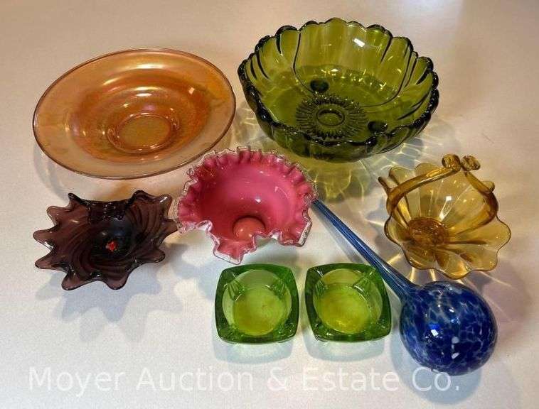 Group of Colored Glass Serving Dishes, Etc. image