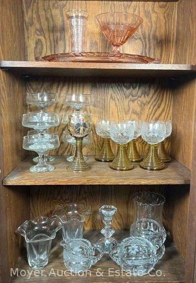 Group of Glassware, Pink Depression Glass, Goblets, Etc. image