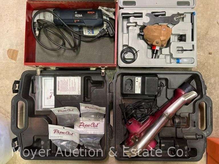 Palm Nailer, Bosch Nibbler, and Pipe Cat Tubing Cutter, with Cases image