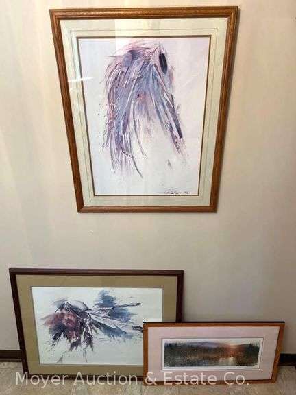 Group of Framed Watercolor Style Prints, 31"x17" - 29"x36" image