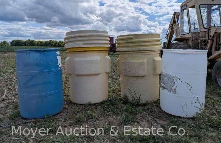 (2) Poly Storage Barrels with Twist-top Lids image