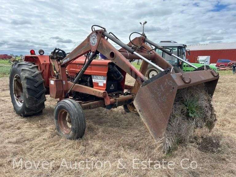 Allis Chalmers AC 5050 Tractor with Bush Hog 2400QT Loader and Bucket, Condition Unknown/Will Not Start image
