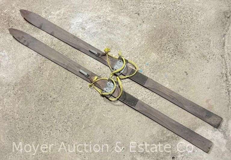 Pair of Vintage Wood Skis, 60"h image