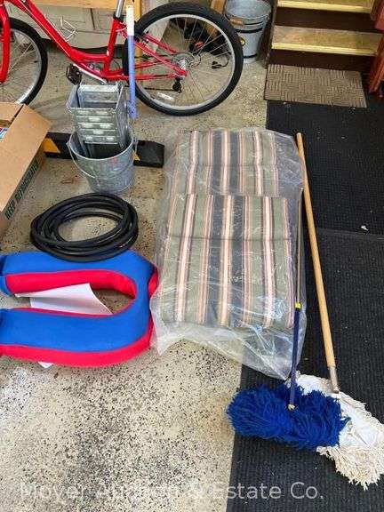 Metal Mop Bucket with Ringer, Mops, Patio Cushion, Etc. image