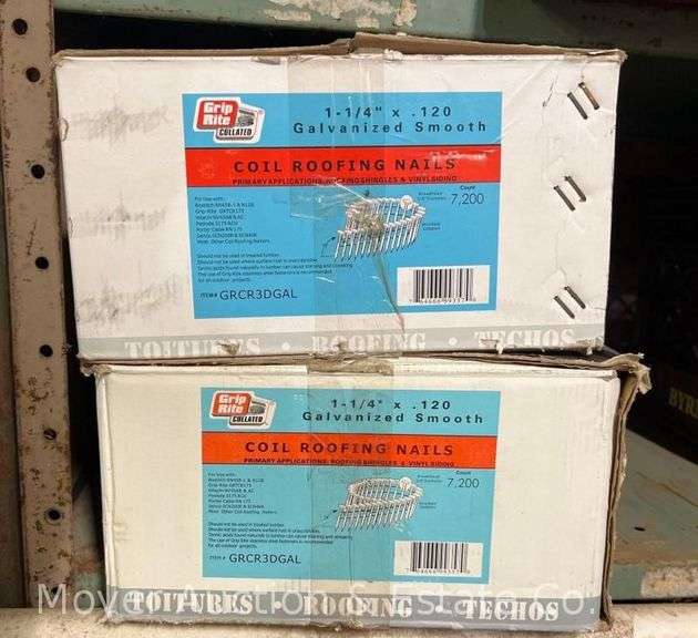 (2) Partial Boxes of GripRite 1 1/4" Coil Roofing Nails image