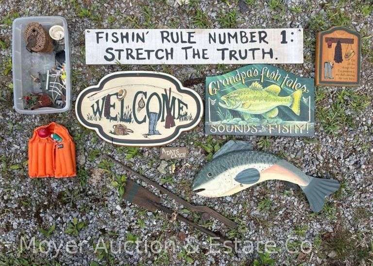 Group of Wood Fishing Decor image