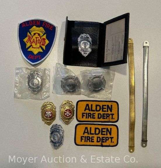 Group of Alden Fire Department Badges, Patches, Etc. image