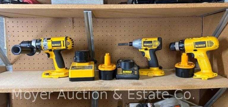 (3) DeWalt Drills: DC988 DW927, and DW056N, with Chargers and Off-Brand Batteries image