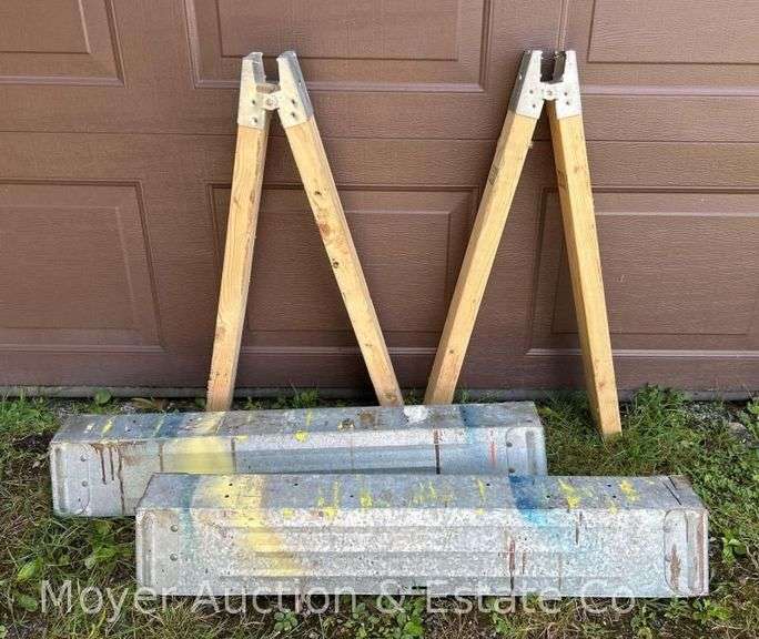 Pair of Metal Sawhorses with Pair of Sawhorse Legs image