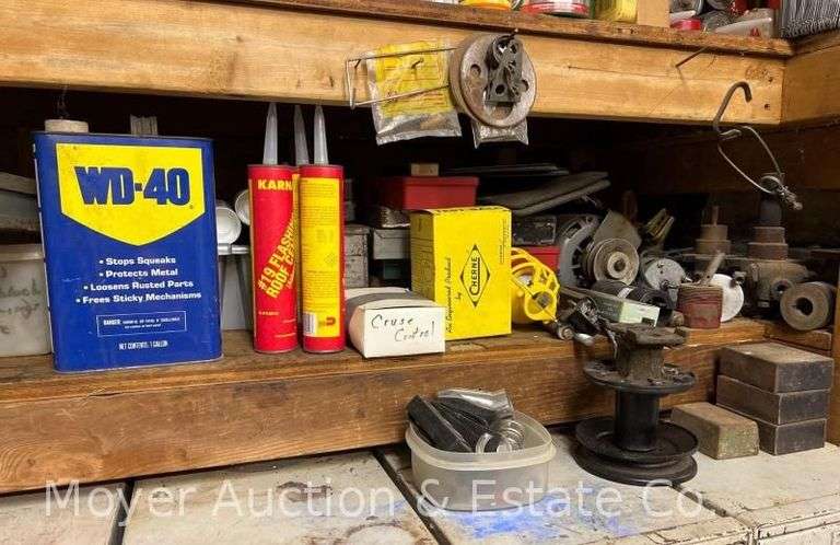 Group of Hardware, Wire, Empty Metal Cases, Caulk, Etc. image