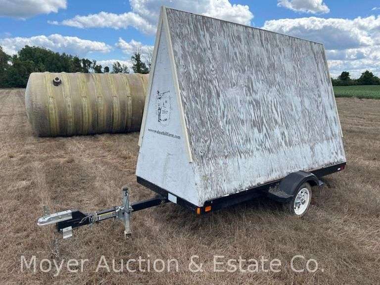 A-Frame Sign Board on Caravan Trailer, Tilting Bed, with Spare Tire, 4' x 10' Trailer image