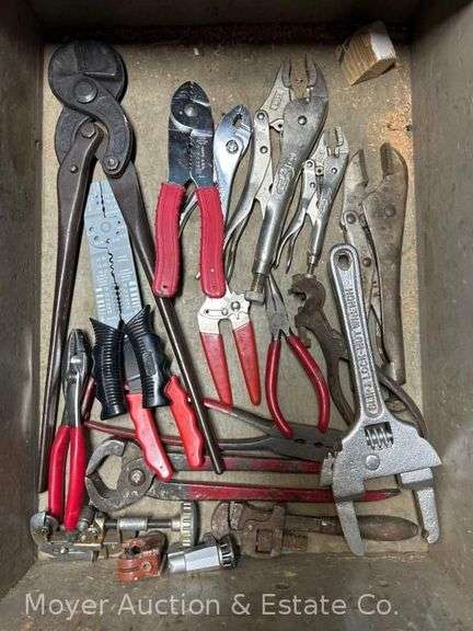 Group of Pliers, Locking Pliers, Wire Strippers, Pipe Cutters, Etc. image