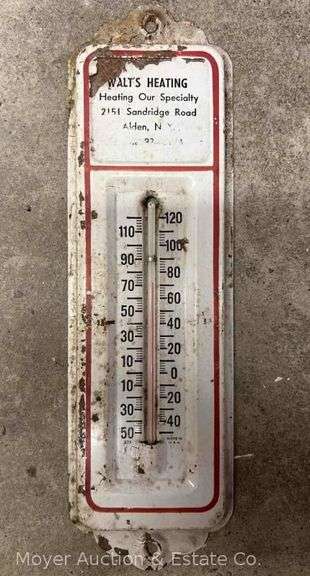 Walt's Heating Vintage Advertising Thermometer, 11"h image