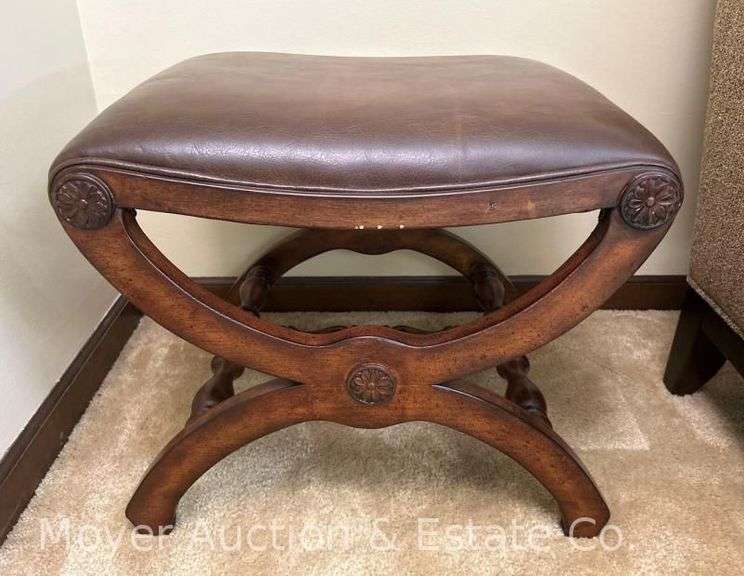 Curule Style Stool, Vinyl Seat, 22"w image