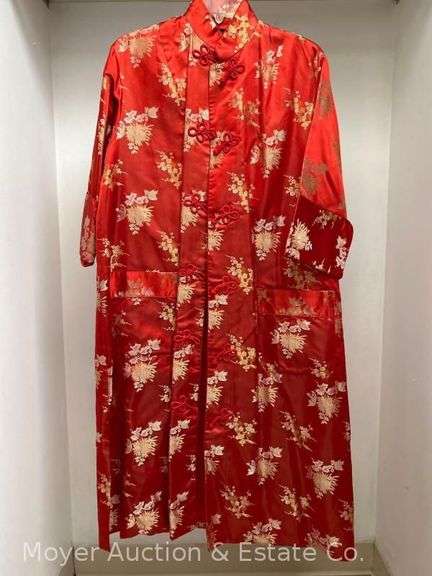 House of Ming Red Satin Kimono Jacket/Robe, Vintage, Size Small image