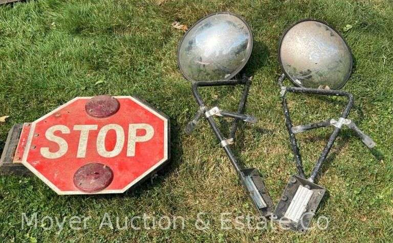 School Bus "STOP" Sign and Mirrors, Sign is 23"w Overall image