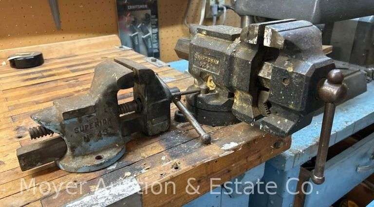 (2) Bench Vises: Craftsman and Superior, 3"-3.5" Jaws image