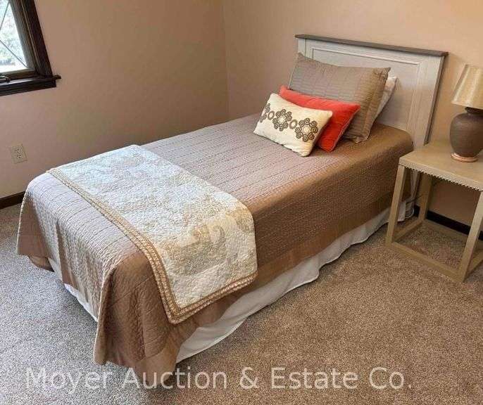 Twin Bed Frame with Mattress, Box Spring and Bedding image