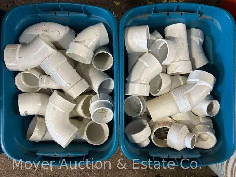 (2) Totes of 3" PVC Fittings image