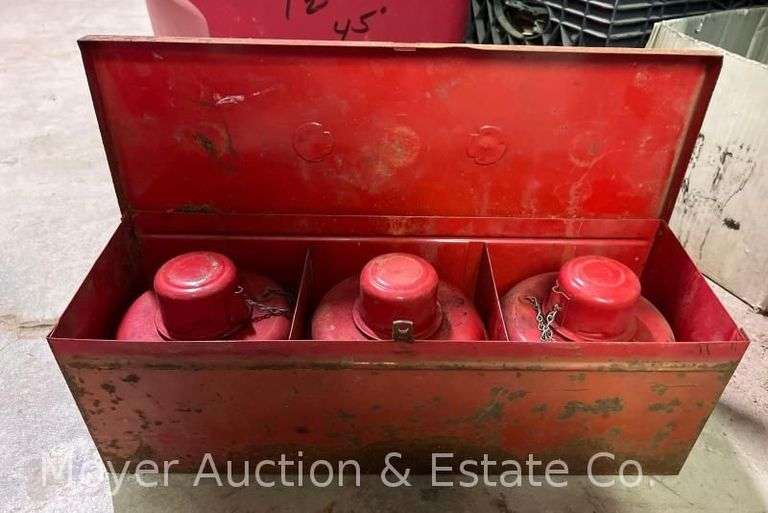 (3) Antique Smudge Pot Road Flares in Original Metal Case image