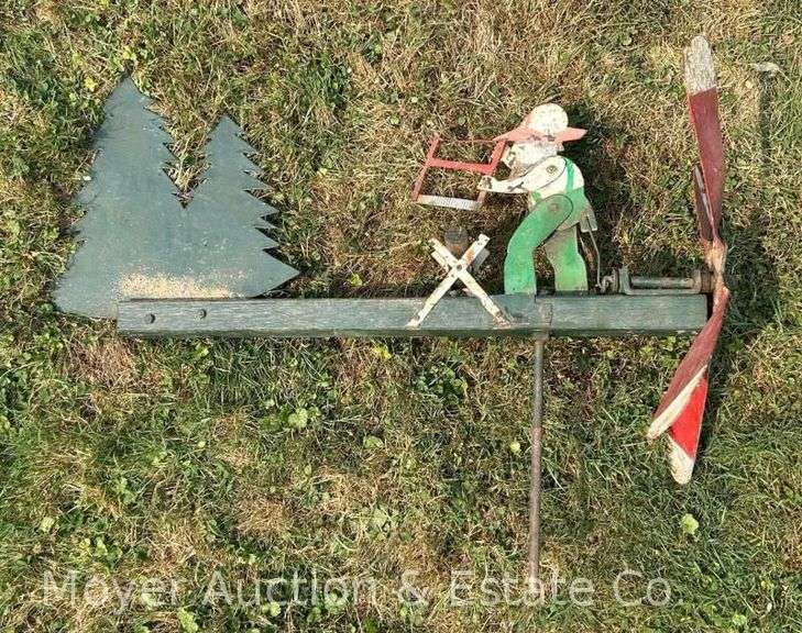 Vintage Lumberjack Whirlygig Garden Decor, Wood and Metal, 28"w image