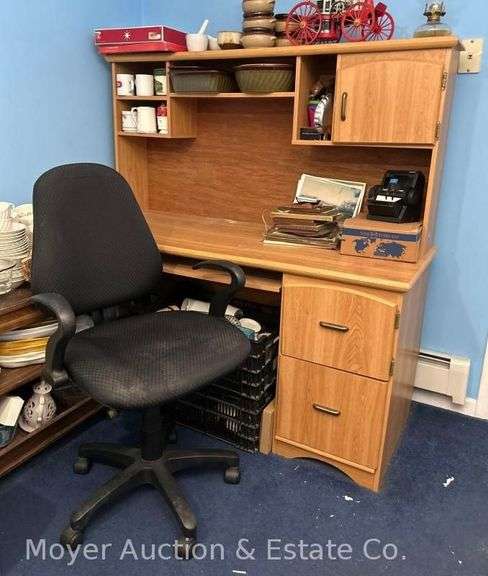 Desk with Rolling Office Chair, 60”x23”x59” Overall image