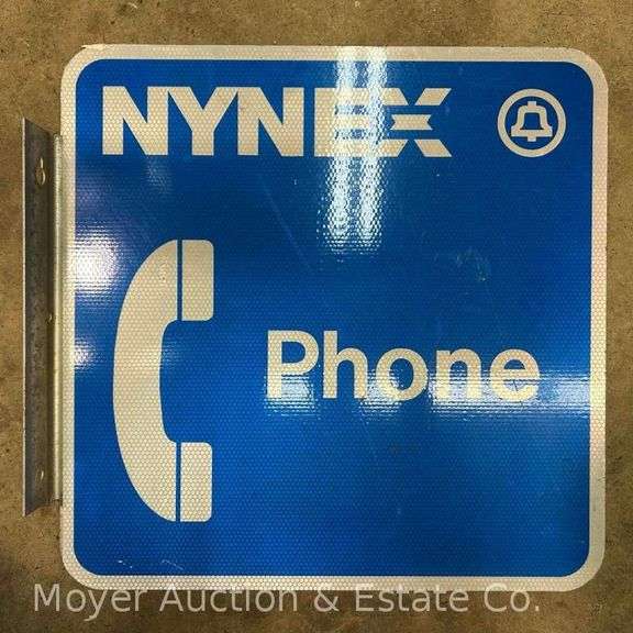 Vintage NYNEX Payphone Flange Sign, Double Sided, 18"x18" image