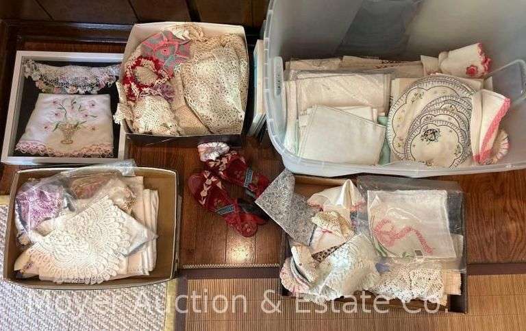 Group of Embroidered Linens, Doilies, Etc. image