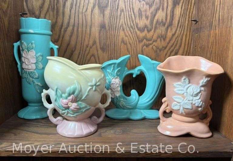 Group of Hull and Weller Vases, 6.5"-9.5"h image