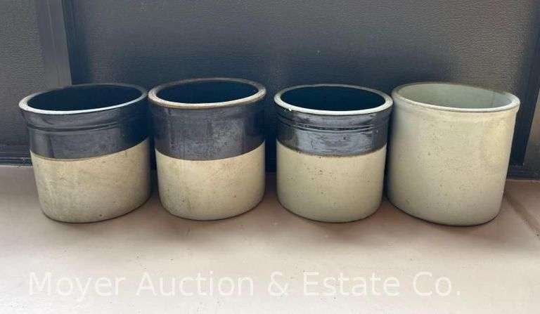 (4) Small Stoneware Crocks image