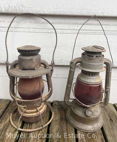 Dietz NYC Railroad Lantern and Dietz Barn Lantern, Both with Red Globes image