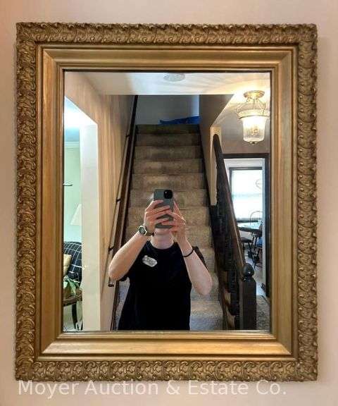 Gold Framed Wall Mirror, 25"x21.5" image
