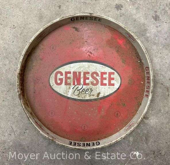 (2) Vintage Genesee Beer Trays, Stuck Together, 12" Round image