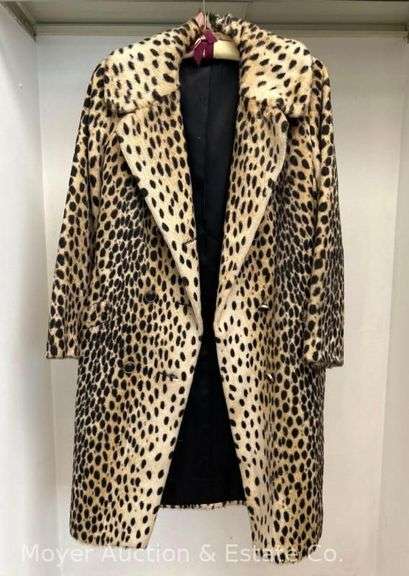 Leopard Pattern Faux Fur Ladies Coat, "Safari" Styled by Sportowne, Vintage, Size Unknown, ca. 1960s image